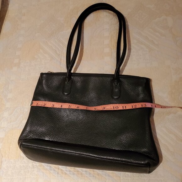 Danier genuine leather black purse approx. 14" wide x 10"tall; used twice - Picture 1 of 4